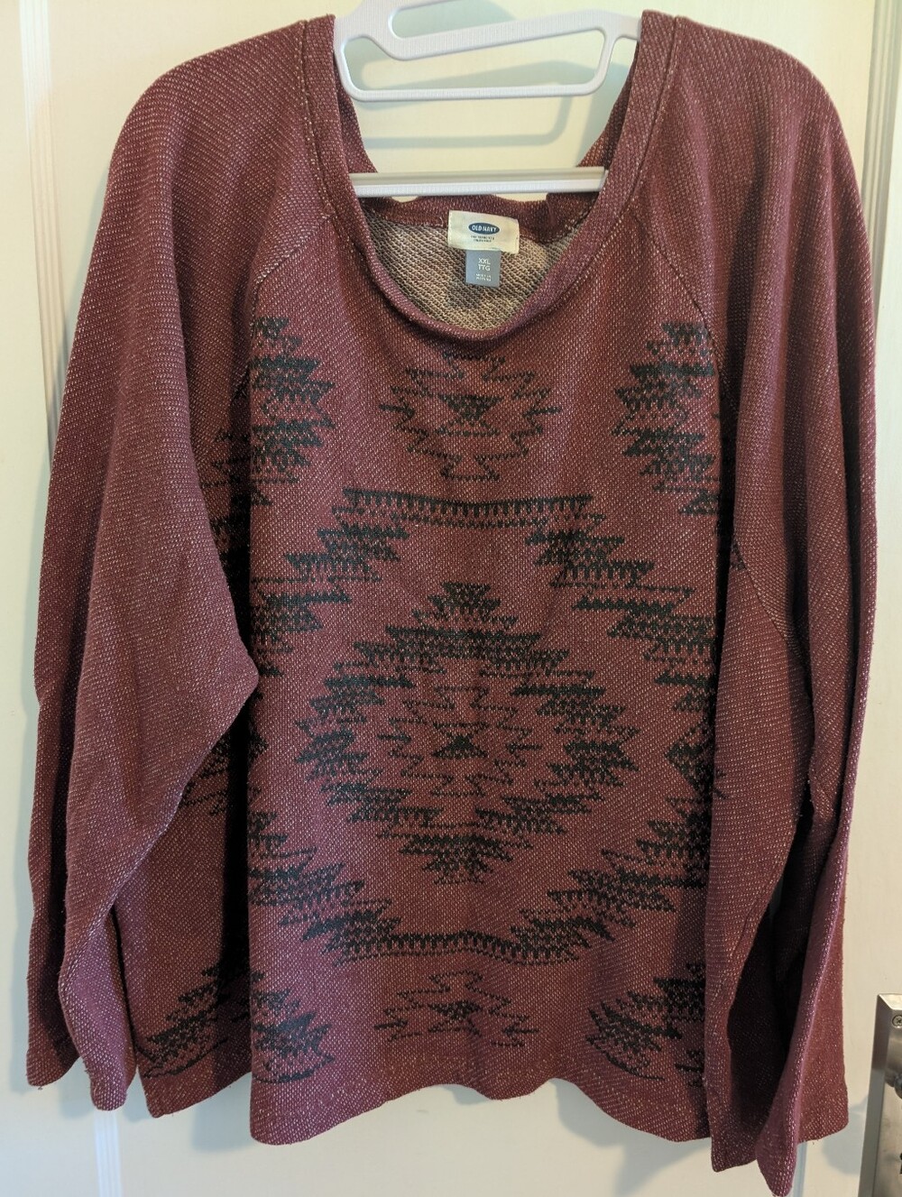 Old Navy Women's Rust and Black Aztec Crewneck Sweater